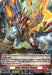 A detailed image of a rare card titled "Ardor Hatchet Dragon (D-SS12/085EN) [Triple Drive]" from the card game Cardfight!! Vanguard by Bushiroad. The card features an Overlord dragon from the Dragon Empire, adorned in red, gold, and blue armor, wielding a glowing hatchet. Text descriptions and game stats, including power and abilities, are displayed around the character.