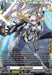 A trading card from Bushiroad called "Ala Dargente (D-SS12/FFR09EN) [Triple Drive]," featuring a female character with long grey hair tied with blue ribbons and dressed in a white and blue armored outfit. The futuristic background provides the perfect setting for this Double Frame Rare card, complete with power levels, abilities, and card type at the bottom.