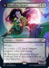 A Magic: The Gathering card titled "Bloodline Keeper // Lord of Lineage (Borderless) [Secret Lair: From Cute to Brute]" features a serene vampire woman with long dark hair and bat wings, seated and clutching a glowing orb. Her green cloak drapes elegantly as she exudes calmness. This flying vampire has a power/toughness of 3/3 and can create creature tokens.