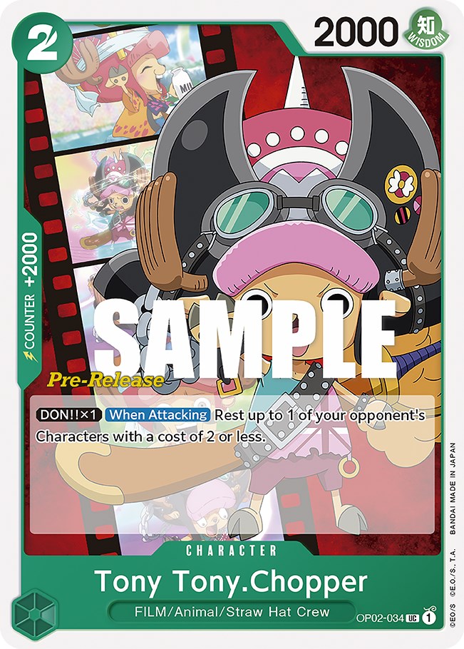 A trading card from Bandai featuring Tony Tony.Chopper from the 