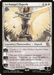 A Magic: The Gathering card titled "Archangel Elspeth [March of the Machine]" is a Mythic Rarity legendary planeswalker with white and gold hues, depicting a winged female angel in armor, holding a spear. She has a halo of light and broken marble pieces flying around her. The card details three abilities and has a starting loyalty of 4.