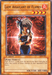 A Yu-Gi-Oh! trading card titled "Lady Assailant of Flames [LON-035] Common." The character is a fierce-looking woman with gray hair, red eyes, adorned in blue and gold attire. She holds a scroll with magic runes. The 1st Edition Effect Monster from Labyrinth of Nightmare has stats: ATK/1500 DEF/1000. Its effect reads: