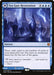 A Magic: The Gathering card titled "Sea Gate Restoration // Sea Gate, Reborn [Zendikar Rising]". This mythic sorcery, costing 4 generic and 3 blue mana, features artwork of a mystical, illuminated sea gate surrounded by blue structures and lightning. The text box details the card's draw ability and rules.
