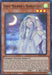 A Yu-Gi-Oh! trading card titled "Ghost Mourner & Moonlit Chill [MP22-EN260] Super Rare" from the 2022 Tin of the Pharaoh's Gods features a Tuner/Effect Monster with long purple hair, a hooded cloak, and a serene expression, standing under a starry night sky with a glowing moon. The card has details on abilities, attack, and defense points.