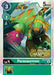 An image of the Digimon trading card "Parasaurmon [BT6-048]" from the "2022 Championship Online Regional" series under the Double Diamond Promos. The card depicts a dinosaur-like creature adorned with green armor, rainbow feathers, and orange markings. Text at the bottom reads "2022 Regionals Champion," along with LV. 4 and 5000 DP, including details for play costs and evolution costs.