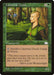 A Magic: The Gathering product titled "Llanowar Druid [Weatherlight]" features an Elf Druid with cropped blonde hair and a green robe, standing in a forest raising its arms to perform magic. Sacrificing the Druid grants the powerful ability to untap all forests.