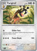 A Pokémon trading card from the Scarlet & Violet series featuring Farigiraf (155/193) [Scarlet & Violet: Paldea Evolved] with 140 HP. Farigiraf, depicted as a giraffe-like creature with a cartoonish expression and psychic-themed aesthetics, stands in a forest. The Colorless card includes two abilities: "Either Face" and "Power Beam," which deals 130 damage. Texts and stats are displayed.