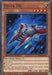 A Yu-Gi-Oh! trading card titled "Delta Tri [SBCB-EN073] Common." The Effect Monster features an illustration of a multi-winged, red, and silver mechanical bird flying in space. With 1200 ATK and 1000 DEF, this Machine/Effect card has effects related to destroying opponents' monsters and targeting LIGHT Machine monsters. Ideal for your Battle City Box or Speed Duel deck.