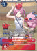 A card from the Digimon Trading Card Game showing a pink-haired character named Akiho Rindou [BT11-089] (Alternate Art) [Dimensional Phase] with two digital creatures. It features play instructions and a security effect in smaller white text. The background is a mix of grey and red Digimon branding on the right edge, highlighting its Tamer card status.