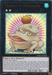 A Yu-Gi-Oh! trading card titled "Toadally Awesome [MAMA-EN068] Ultra Rare," an Xyz/Effect Monster with a blue background and water symbol. It features two cartoonish frogs—one larger with crossed eyes sitting on a lily pad holding a bubble, and a smaller excited frog on its head. Attack: 2200, Defense: 0.