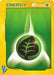A Common Pokémon Trading Card featuring a Grass Energy (JP VS Set) [Miscellaneous Cards]. The card has a green background with a large, glowing leaf symbol in the center. The top edge displays the word "ENERGY" in bold, green letters. Yellow borders accentuate the card, with a blue logo in the bottom left corner—a must-have for players and collectors of Pokémon cards.