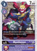 A Myotismon [EX1-061] (Winner Pack X Record) card from the Classic Collection Promos. The artwork features a vampire-like character dressed in purple and red attire with a flowing cape, alongside a bat. The card displays play cost (8), Digivolve cost (3), DP (7000), and level (Lv. 5). Text details its characteristics and special abilities.