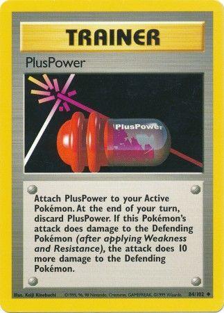 An uncommon Trainer card featuring PlusPower (84/102) [Base Set Unlimited] from Pokémon.