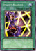 A Yu-Gi-Oh! card titled "Insect Barrier [PSV-102] Common" from the Pharaoh's Servant series features a holographic background with beams of light forming a web-like pattern. The illustration depicts a large beetle and butterfly blocked by the barrier. This Continuous Spell with ID PSV-102 affects all Insect-Type monsters.