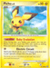 A Pokémon Pichu (45/100) [Diamond & Pearl: Stormfront] trading card featuring Pichu from the *Diamond & Pearl: Stormfront* set. It is an uncommon, level 8 Electric-type with 50 HP. The card showcases Pichu standing on grass with a blurred leafy background. It includes moves "Baby Evolution" and "Electric Circuit." Card number 45/100, illustrated by Atsuko Nishida.