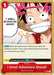 A trading card featuring an illustration of a character with a wide, toothy grin, appearing excited and shouting "I SMELL ADVENTURE AHEAD!" in a speech bubble. This Bandai I Smell Adventure Ahead! (Promotion Pack 2022) [One Piece Promotion Cards] includes various game-related text, with the card's name at the bottom: "I Smell Adventure Ahead!" and a designation of "Straw Hat Crew.