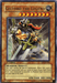 A "Yu-Gi-Oh!" trading card featuring "Gilford the Legend [SD5-EN001] Ultra Rare," an Ultra Rare Warrior-Type monster with 2600 ATK and 2000 DEF. Set against a beige background, this armored warrior wields two swords. The card set ID is SDS-EN001, and it is marked as 1st Edition.