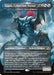 A Magic: The Gathering card titled "Gyruda, Doom of Depths - Gigan, Cyberclaw Terror (Godzilla Series) [Ikoria: Lair of Behemoths]" with a blue border. The card depicts a monstrous creature with crab-like claws and mechanical elements. It has an even mana cost of 4 blue and black mana and features flying text at the bottom describing its abilities and stats. The card type is "Legendary Creature – Demon Kraken.