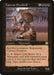 A Magic: The Gathering product named Cateran Overlord [Mercadian Masques] from the set Mercadian Masques. It depicts a menacing, armored Creature Horror wielding a weapon. The card costs 4 black mana and 3 generic mana. It's a 7/5 Mercenary with abilities to sacrifice a creature for regeneration and to search for Mercenary cards. Artwork by Michael Sutfin.