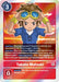 The Takato Matsuki [EX2-056] [Digital Hazard] Digimon card showcases Tamer Takato Matsuki, who is depicted wearing yellow goggles, a blue shirt, and brown gloves. This card has a play cost of 3 and includes special abilities described in its text boxes. It features a security effect that allows it to be played without paying its memory cost and is co-branded with Digital Hazard symbols.