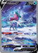 A Pokémon trading card from the Sword & Shield: Crown Zenith series featuring the Ultra Rare Suicune V (GG38/GG70) with 210 HP. The card shows Suicune, a blue, white, and pink Legendary Pokémon standing majestically on icy terrain with an aurora in the background. It has the Ability "Fleet-Footed" and the attack "Blizzard Rondo." The card has a V rule and a
