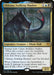 A trading card from Magic: The Gathering featuring Ukkima, Stalking Shadow [Commander 2020], a Legendary Creature. The dark, menacing Whale Wolf boasts glowing blue eyes and shadowy, ethereal tendrils. With a blue and black theme reflecting its mana cost, this 2/2 card is both captivating and foreboding.