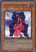 The Yu-Gi-Oh! card titled "Invader of the Throne [MRL-026] Super Rare" features artwork of a woman with long purple hair in a pink dress sitting on a throne. This Super Rare Effect Monster has 1350 attack points and 1700 defense points, allowing control switch of an opponent's monster upon being flipped.