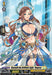 A fantasy-themed trading card from Bushiroad's "Triumphant Return of the Brave Heroes" series features Beneath the Brilliant Light, Thegrea (D-BT05/SP36EN). The card showcases a female warrior with long brown hair and blue eyes, clad in ornate blue and white armor adorned with gold accents, complemented by a translucent cape. She stands against a glittery background, embodying the spirit of Keter Sanctuary.