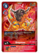 The Greymon [BT5-010] card from the Battle of Omni series (Event Pack 2) is an uncommon Digimon card featuring the dinosaur-like character, Greymon, with orange skin and blue stripes. The primarily red card has a blue cost of 5 in the top left corner and boasts a main image of Greymon along with its 5000 DP and special abilities detailed in text boxes.