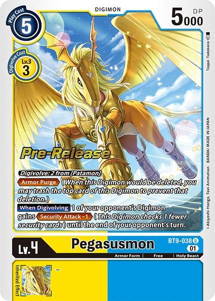 A Digimon card featuring Pegasusmon from the 