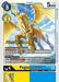 A Digimon card featuring Pegasusmon from the "X Record Pre-Release Promos" series (card number BT9-038). This Holy Beast in Armor Form is a winged, armored horse-like creature holding a sword in its right hoof. The card boasts a metallic gold "Pre-Release" stamp and key features, including Digivolve level 4, 5,000 DP, Armor Purge, and Security Attack +1.