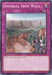 The Yu-Gi-Oh! trading card titled "Imperial Iron Wall [SDSE-EN038] Common" features a fortress with guards in medieval armor overlooking the countryside. This Common card, part of a Structure Deck, has a purple border and text that reads, "Neither player can banish cards." It's indicated as a Continuous Trap with an infinity symbol beside it.