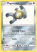 A Pokémon Magnemite (SV27/SV94) [Sun & Moon: Hidden Fates - Shiny Vault] trading card featuring Magnemite from the Shiny Vault collection. The card highlights a shiny illustration against a yellow background. Detailed with 60 HP and moves “Searching Magnet” and “Tackle,” it also includes weaknesses, resistances, and other specifications, making it an ultra-rare treasure.
