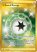 A golden Pokémon card from the Sword & Shield: Silver Tempest series, titled "V Guard Energy (215/195)," features a glowing, green, spherical crystal with a star symbol in the center. This Secret Rare card from Pokémon reads, "The Pokémon this card is attached to takes 30 less damage from your opponent’s Pokémon V." The card's number is 215/195.