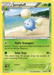 A rare Jumpluff (5/114) [XY: Steam Siege] Pokémon card is depicted. Jumpluff, a fluffy blue Pokémon with cotton-like extensions, floats over a sunny beach with clear sky and waves. The card, from the Steam Siege set, includes its stats: HP 90, Grass type, and details of its abilities: Fluffy Transport and Solar Step. The card number is 5/114.