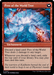 A digital illustration of the Invasion of Kaldheim // Pyre of the World Tree [March of the Machine] card from Magic: The Gathering. It showcases blue and red ethereal flames engulfing tree branches. The card text details its enchantment abilities, including dealing damage and exiling cards, reminiscent of the epic Invasion of Kaldheim battle.