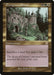 A rare Magic: The Gathering card titled "Overgrown Estate [Apocalypse]." The illustration depicts a dilapidated, overgrown mansion. This enchantment’s text reads: "Sacrifice a land: You gain 3 life." Flavor text: "The decay of Crovax's ancestral home matched the state of his soul.
