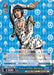 A "Cardfight!! Vanguard" promo card featuring a character with short dark hair and a white outfit with black accents. The card is titled "Pioneer of Fate, Bucciarati (JJ/S66-E105 PR) [JoJo's Bizarre Adventure: Golden Wind]" from Bushiroad's "Golden Wind" series of JoJo's Bizarre Adventure. The character strikes a confident pose against a blue background with white patterns. The card's stats include 0 cost and 1500.