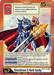 A Digimon trading card named "Omnimon X Anti-body [BT5-111] (Alternate Art) [Battle of Omni]" from the Digimon set. It has a red border and showcases a powerful, armored Digimon wielding a large, yellow sword. As a Secret Rare, it boasts 15000 DP and a play cost of 15. Text includes evolution requirements, abilities, and effects for gameplay. The card number is BT5-111.