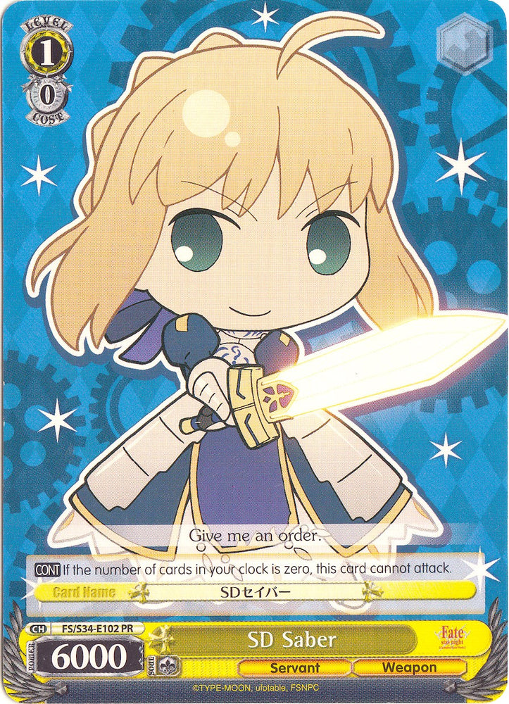 SD Saber (FS/S34-E102 PR) (Promo) [Fate/Stay Night [Unlimited Blade Works]]