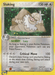The Pokémon Slaking (12/109) [EX: Ruby & Sapphire] card features a sloth-like creature with white and brown fur, lounging with arms behind its head. This Holo Rare card is silver-bordered, part of the Colorless type in the EX: Ruby & Sapphire set. It boasts 120 HP and moves like "Lazy" and "Critical Move," illustrated by Ken Sugimori.