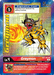 Digital trading card from the Digimon Classic Collection featuring Greymon, a dinosaur Digimon with blue stripes and a metal helmet. It has an attack value of 5000 DP and digivolves from a red level 3 by paying 2 memory. The card ability, "When Attacking," allows playing a Tai Kamiya card of 3 cost or less without memory cost.
Product Name: Greymon [EX1-004] (Alternate Art) [Classic Collection]