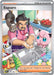 This Pokémon Saguaro (270/193) [Scarlet & Violet: Paldea Evolved] card features Saguaro, washing his hands in a kitchen sink, with Meowth and Jigglypuff watching. The kitchen has a tiled backsplash, a bowl of apples, and other fruits. Inspired by the Scarlet & Violet series, the card allows healing of 50 damage from up to 2 Pokémon.
