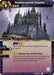 An intricate card game scene depicts the Netherworld Depths (BSS01-106) [Dawn of History] by Bandai. It showcases a dark, gothic castle with sharp spires and glowing windows under a stormy sky. Categorized as a Purple Card Type Nexus, the card features a cost of 6 and includes abilities for levels 1, 2, and 3.