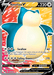 The image is of a Snorlax V (197/202) [Sword & Shield: Base Set] Pokémon trading card from the Sword & Shield series. Snorlax, a large, blue, and cream-colored bear-like creature, is depicted mid-yawn with a sleepy expression. This Ultra Rare card has 220 HP and features the moves Swallow, which heals Snorlax and causes 60 damage, and Falling Down, causing 170 damage but