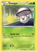 A Pokémon trading card featuring Foongus (17/124) [Black & White: Dragons Exalted]. As a Grass type, Foongus is depicted as a mushroom-like creature with a cap resembling a Poké Ball. The card, which has common rarity, shows it has 40 HP and a move called "Double Spin," dealing up to 20 damage against a green holographic background.