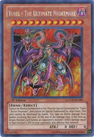 The image features the Secret Rare Yu-Gi-Oh! trading card 