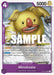 Image of the trading card "Minokoala [Paramount War Pre-Release Cards]" from Bandai's One Piece Card Game, an Uncommon Character featured in the Paramount War Pre-Release Cards. The anthropomorphic yellow koala with large ears and a beak stands in water, clad in a prisoner outfit. It boasts 5000 power, a counter of 1000, and a cost of 4 as a "Blocker.