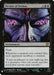 The image is a Magic: The Gathering card called "Dictate of Erebos [Mystery Booster]." It has an illustration of a sinister face with glowing violet eyes, cracked purple skin, and a dark, eerie aura. The rare card is black, costs 3BB, and has the enchantment type with Flash. Its ability forces each opponent to sacrifice a creature whenever one you control dies. There's also flavor