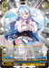 A colorful trading card featuring Yukihana Lamy, an anime girl with long blue hair and a white and blue outfit, holding her hands together in a heart shape. Part of the Bushiroad Wishing for a Future With You, Yukihana Lamy (Foil) [hololive production Premium Booster] series featuring hololive characters, the card details gameplay abilities and includes character stats and point value at the bottom.